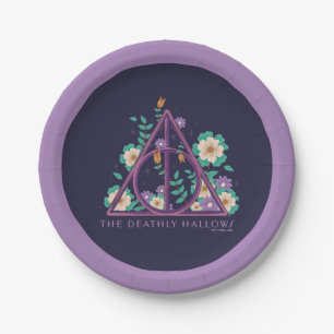 Floral Deathly Hallows Graphic Paper Plate