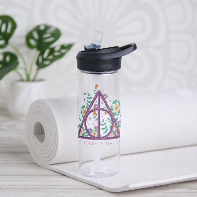 Floral Deathly Hallows Graphic Water Bottle (Yoga)