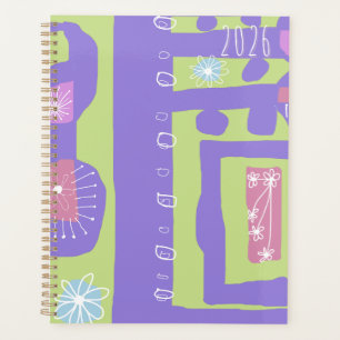 Floral Decal Ethnic Print Purple Green White D Planner