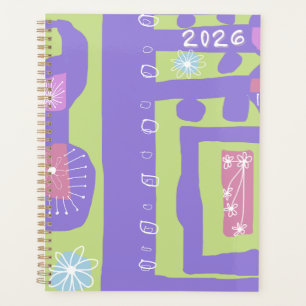 Floral Decal Ethnic Print Purple Green White H Planner