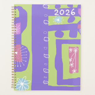 Floral Decal Ethnic Print Purple Green White L Planner
