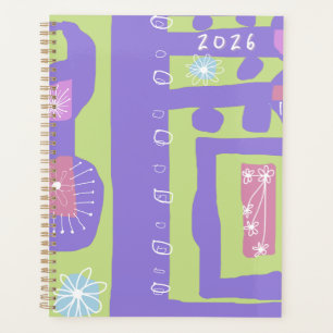 Floral Decal Ethnic Print Purple Green White N Planner