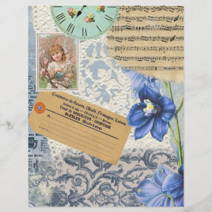 Floral Deco, French Vntage Collage Scrapbook Pape