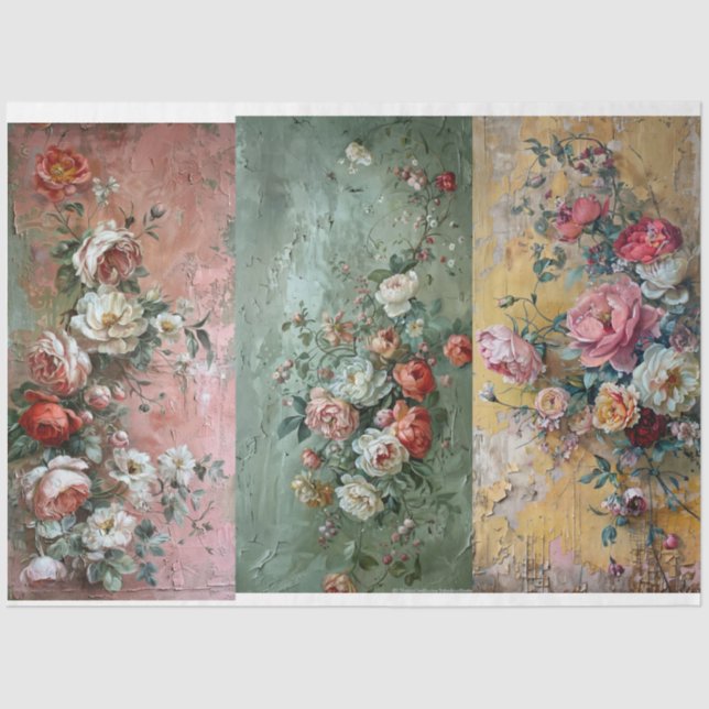 Floral Decopauge Paper For Breadboards. (Front)