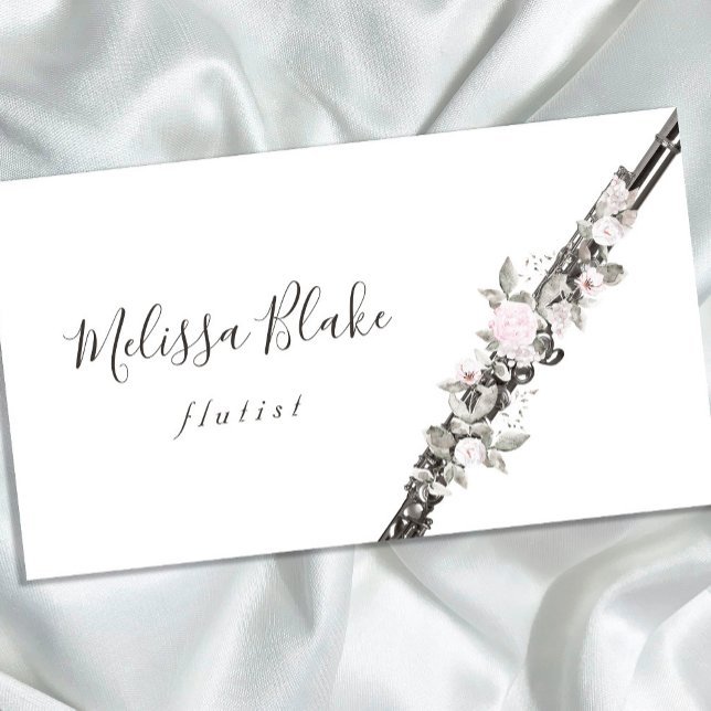 floral decor flautist business card (Creator Uploaded)