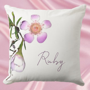 Floral Décor Wax Flower Throw Pillow