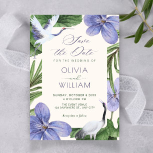 Floral decorative bird save the date