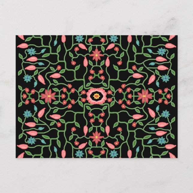 Floral Decorative Pattern Holiday Postcard (Front)