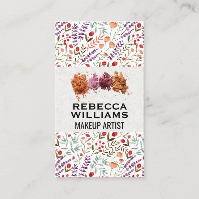 Floral Decorative Pattern | Make up Foundation Business Card (Front)