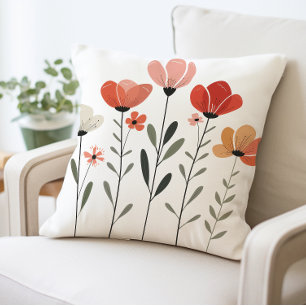 Floral Decorative Pillow, Modern Flower Design Cushion
