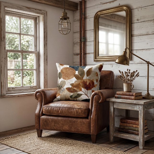 Floral Decorative  rustic leaves Throw Pillow (Creator Uploaded)