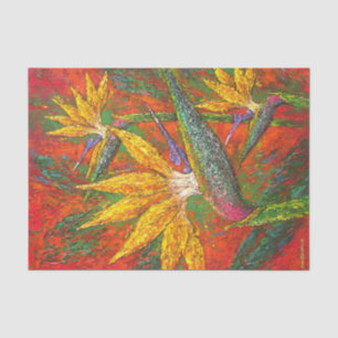 Floral Decoupage Bird Of Paradise Texture Painting Tissue Paper