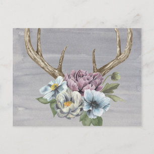 Floral Deer Antlers Postcard