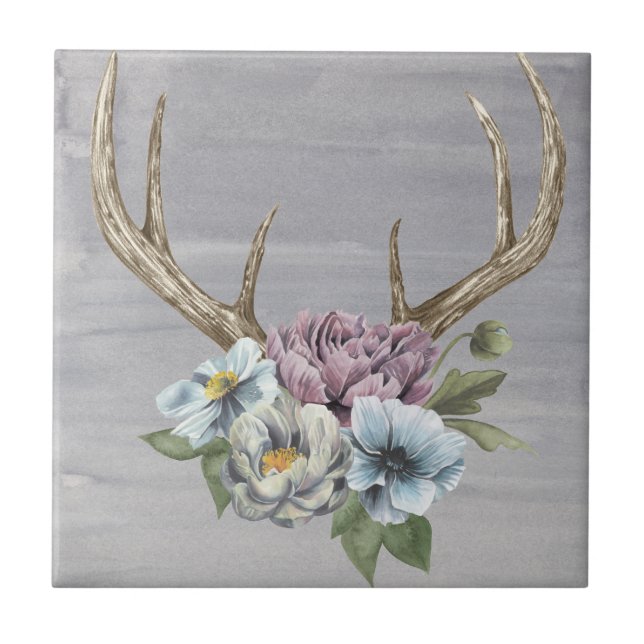 Floral Deer Antlers Tile (Front)