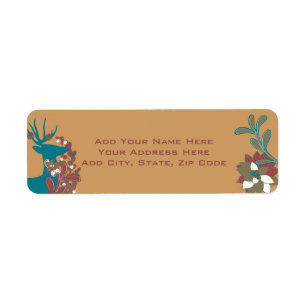 Floral Deer Holiday Address Labels