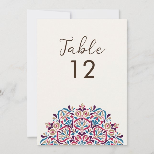 Floral Delight Mandala Wedding Table Number (Front)