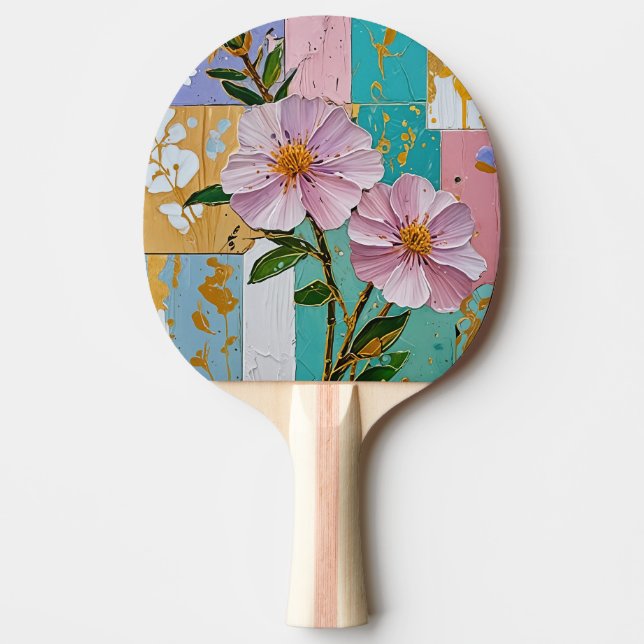 Floral Delight Ping Pong Paddle (Front)