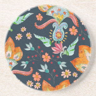 Floral Delight: Watercolor Flower Texture Coaster