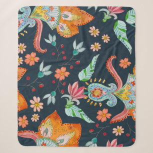 Floral Delight: Watercolor Flower Texture Sherpa Blanket