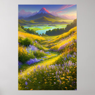 Floral Delights, Stunning Green Valley Poster
