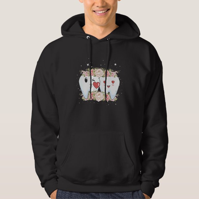Floral Dentist Dental Hygienist Valentine's Day Hoodie (Front)