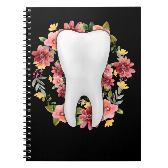 Floral Dentist Tooth Flowers Dental Assistant Notebook (Front)