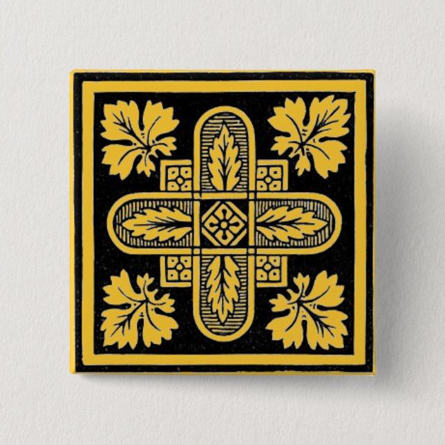 Floral Design 15 Cm Square Badge (Front)