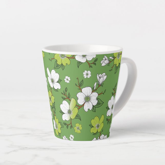 Floral Design 6 Latte Mug (Right Angle)