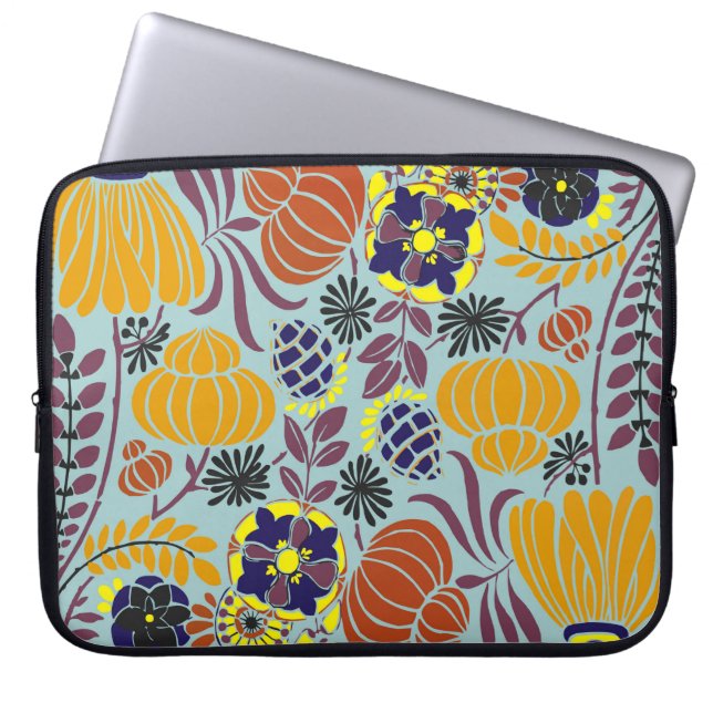 floral design background laptop sleeve (Front)