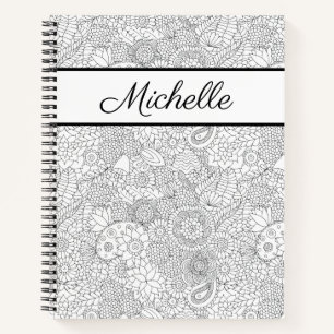 Floral Design Colouring Page Spiral Notebook