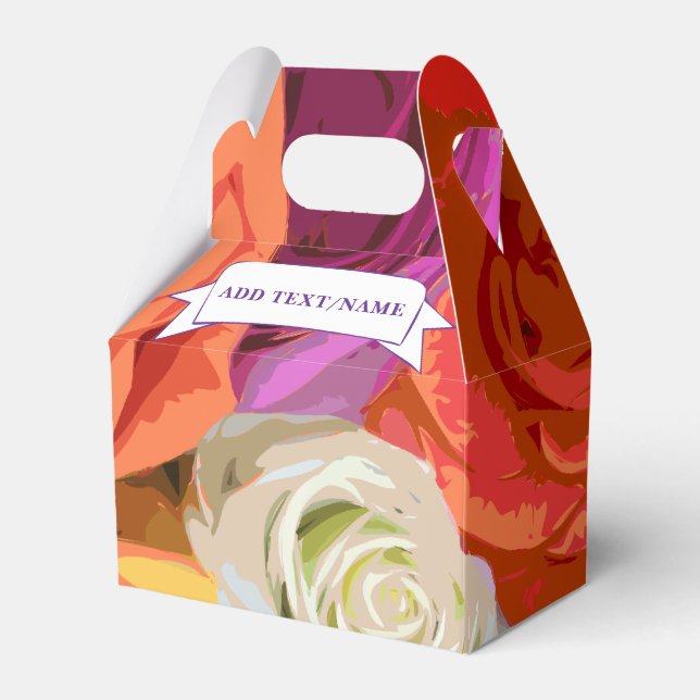 Floral Design Custom Name Favour Box (Front Side)