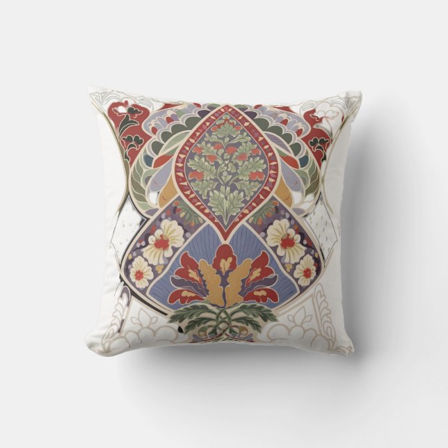 Floral Design Decorative Throw Pillow (Front)