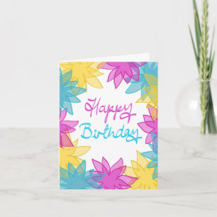 Floral Design Folded Birthday Card/Greeting Card