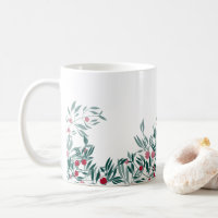 Floral design, green branches and red berries