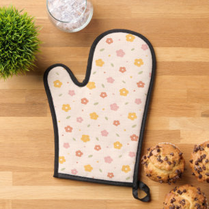 Floral Design Heat-Resistant-Floral  Oven Mitt