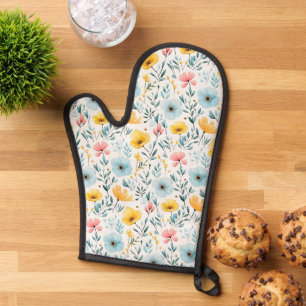 Floral Design Heat-Resistant-Floral Oven Mitt