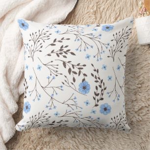 Floral design in blue and brown cushion