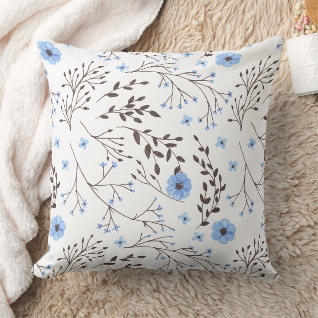 Floral design in blue and brown cushion (Blanket)
