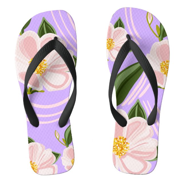Floral design in bright lilac  thongs (Footbed)