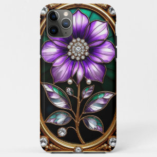 Floral Design in Golden Frame iPhone 11 Pro Max Case