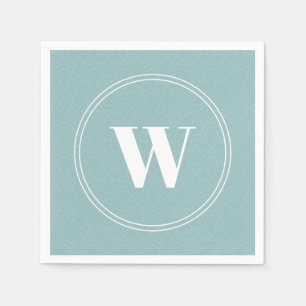 Floral design,light blue, monogram frame napkin