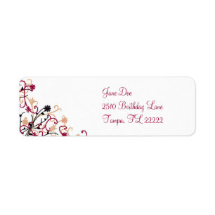 Floral design-maroon return address label