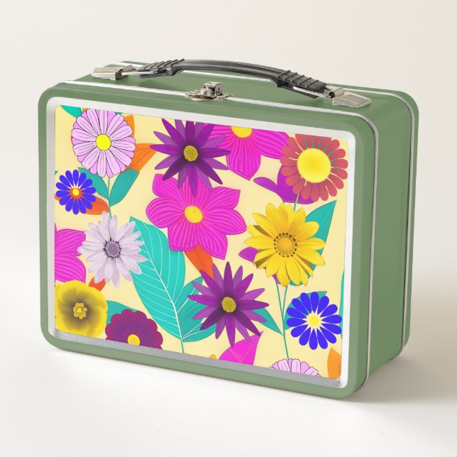 Floral Design Metal Lunch Box (Front)