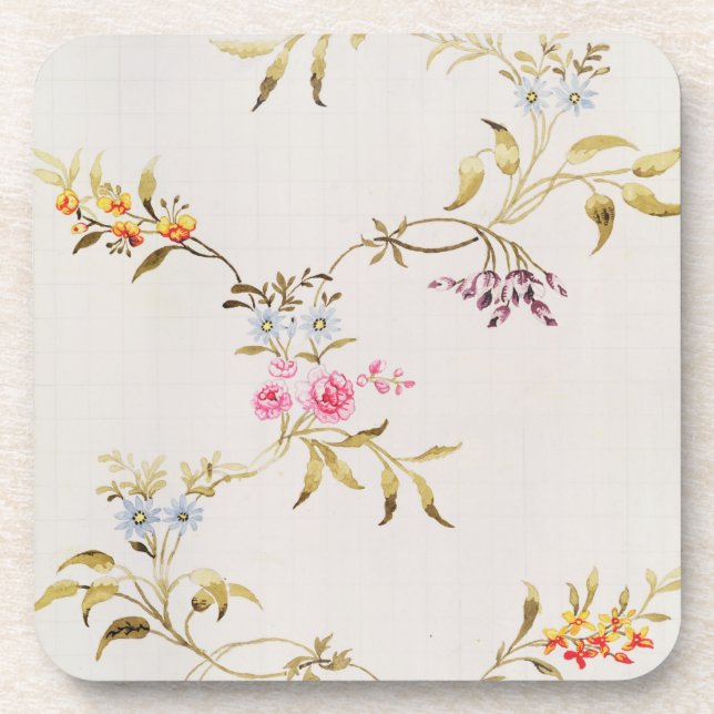 Floral design of carnations and roses for a silk m coaster (Front)