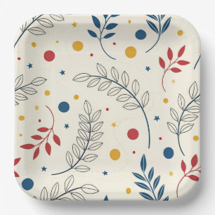 Floral design paper plate