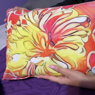 Floral design pink, peach and yellow beautiful cushion