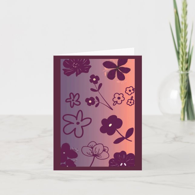 Floral Design print with a touch of pink Holiday Card (Front)
