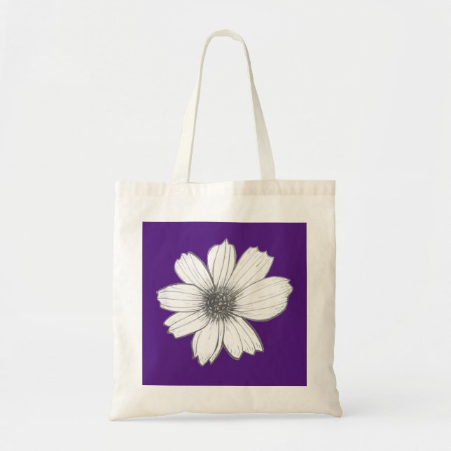 Floral design Purple Tote Bag (Front)