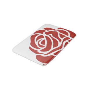 Floral Design Single Red Rose Bath Mat