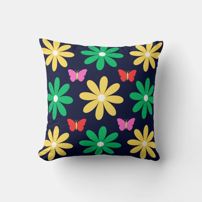Floral Design Throw Pillow (Front)